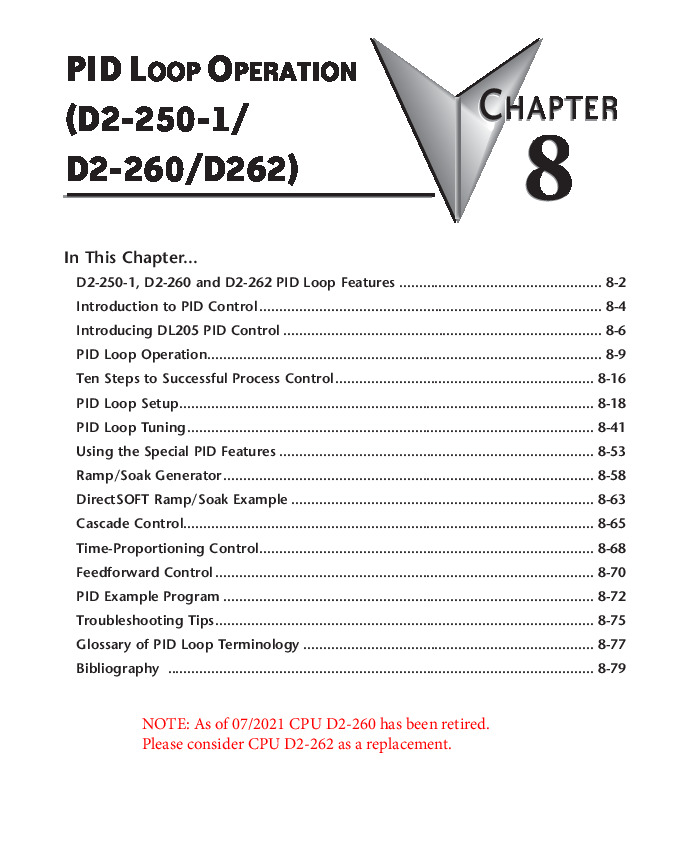 First Page Image of D2-250 Chapter Eight PID Loop Operation Data Sheet.pdf